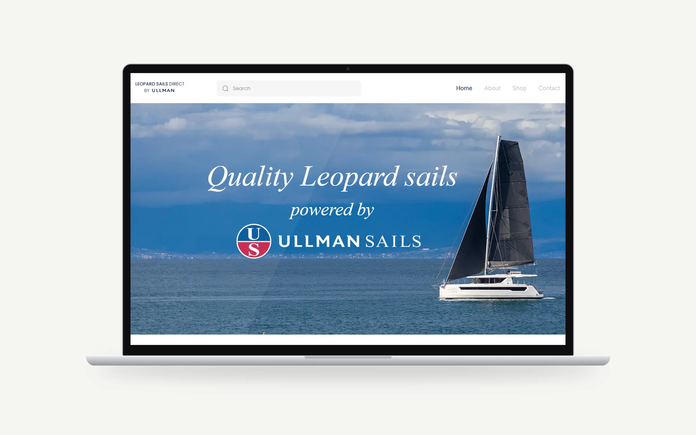 Leopard Sails Direct website shown on a laptop